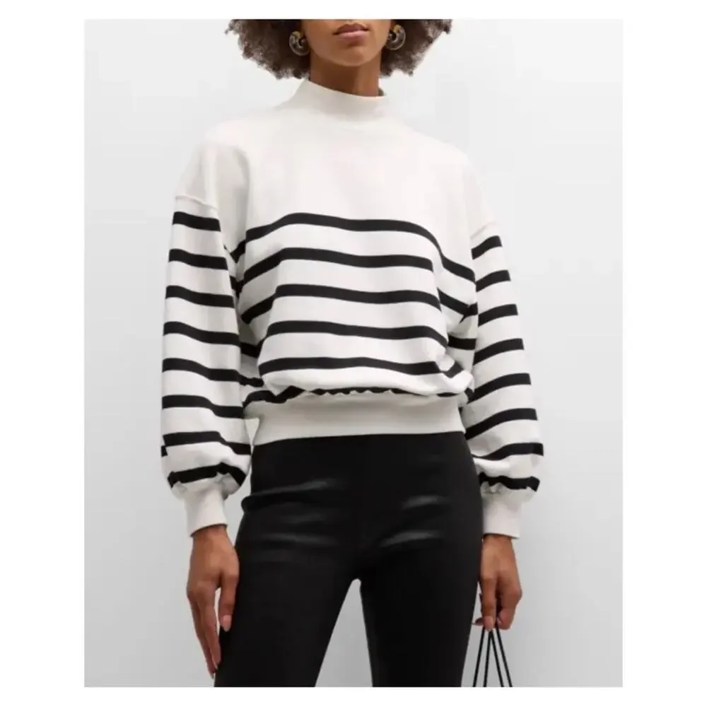 Frame Denim Striped Mock Neck Sweatshirt